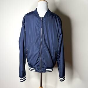 Aeropostale Navy Satin Varsity Bomber Jacket